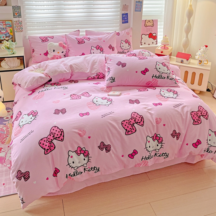 91家纺网 家纺一手货源 找家纺 朵希曼 2026新款正版授权全棉纯棉三丽鸥系列 开心凯蒂