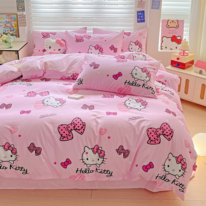 91家纺网 家纺一手货源 找家纺 朵希曼 2026新款正版授权全棉纯棉三丽鸥系列 开心凯蒂