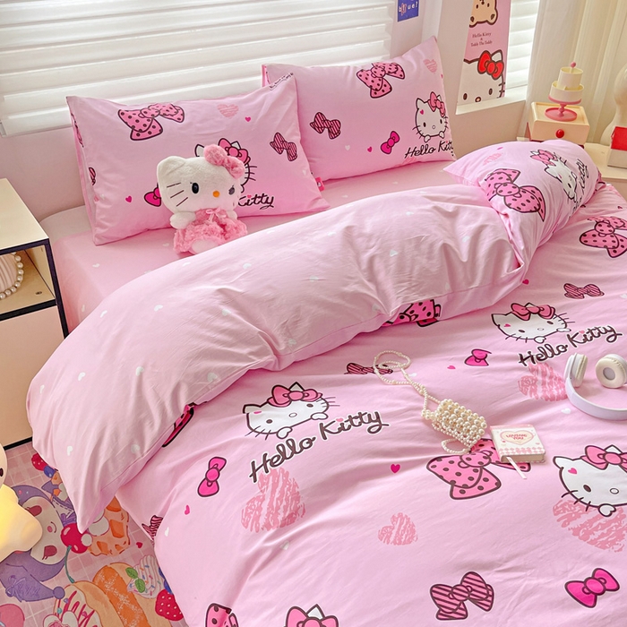 91家纺网 家纺一手货源 找家纺 朵希曼 2026新款正版授权全棉纯棉三丽鸥系列 开心凯蒂