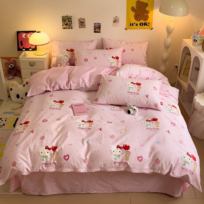 91家纺网 家纺一手货源 找家纺 朵希曼 2026新款正版授权全棉纯棉三丽鸥系列 气球凯蒂