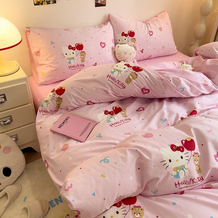 91家纺网 家纺一手货源 找家纺 朵希曼 2026新款正版授权全棉纯棉三丽鸥系列 气球凯蒂