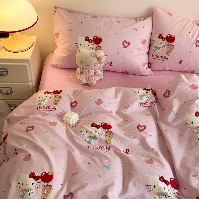 91家纺网 家纺一手货源 找家纺 朵希曼 2026新款正版授权全棉纯棉三丽鸥系列 气球凯蒂