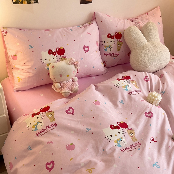 91家纺网 家纺一手货源 找家纺 朵希曼 2026新款正版授权全棉纯棉三丽鸥系列 气球凯蒂