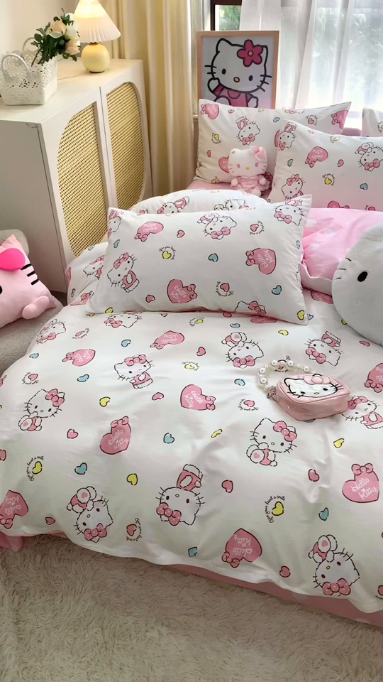 91家纺网 家纺一手货源 找家纺 朵希曼 2026新款正版授权全棉纯棉三丽鸥系列 少女凯蒂