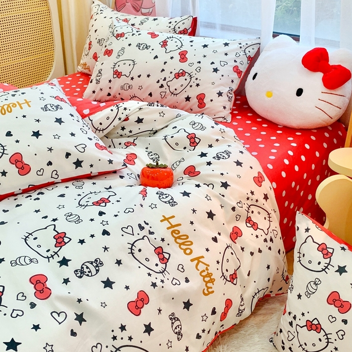 91家纺网 家纺一手货源 找家纺 朵希曼 2026新款正版授权全棉纯棉三丽鸥系列 糖果凯蒂