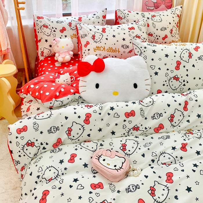 91家纺网 家纺一手货源 找家纺 朵希曼 2026新款正版授权全棉纯棉三丽鸥系列 糖果凯蒂