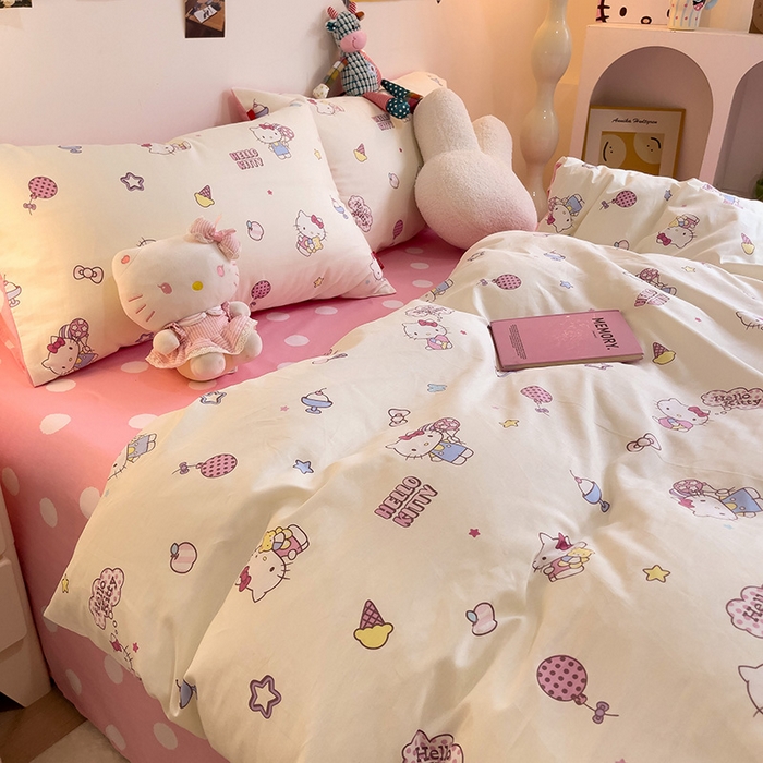 91家纺网 家纺一手货源 找家纺 朵希曼 2026新款正版授权全棉纯棉三丽鸥系列 甜筒凯蒂