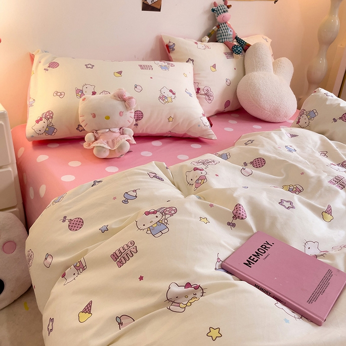 91家纺网 家纺一手货源 找家纺 朵希曼 2026新款正版授权全棉纯棉三丽鸥系列 甜筒凯蒂