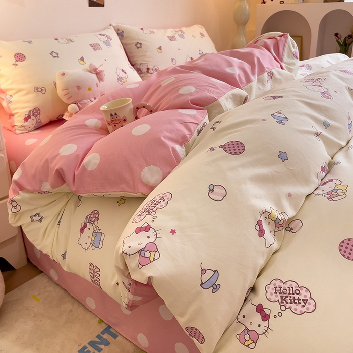 91家纺网 家纺一手货源 找家纺 朵希曼 2026新款正版授权全棉纯棉三丽鸥系列 甜筒凯蒂