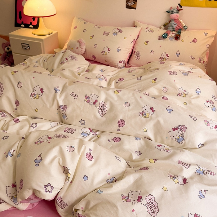 91家纺网 家纺一手货源 找家纺 朵希曼 2026新款正版授权全棉纯棉三丽鸥系列 甜筒凯蒂