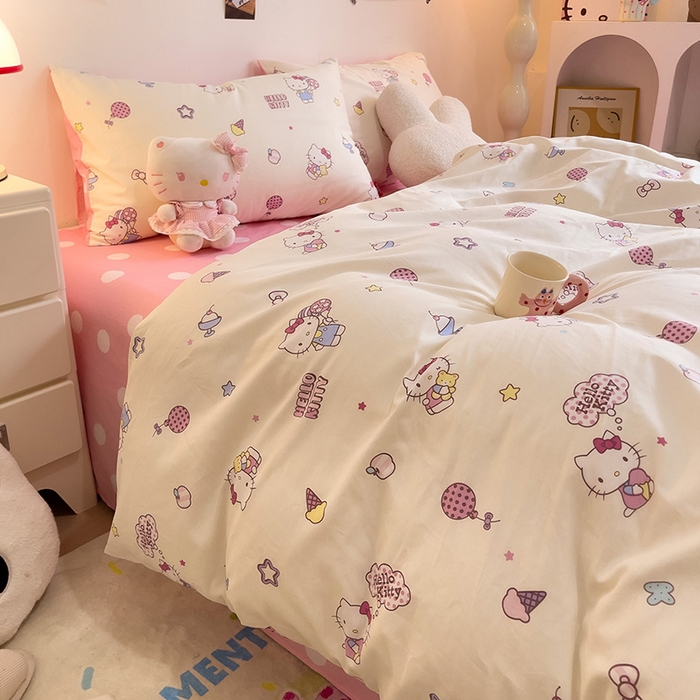 91家纺网 家纺一手货源 找家纺 朵希曼 2026新款正版授权全棉纯棉三丽鸥系列 甜筒凯蒂