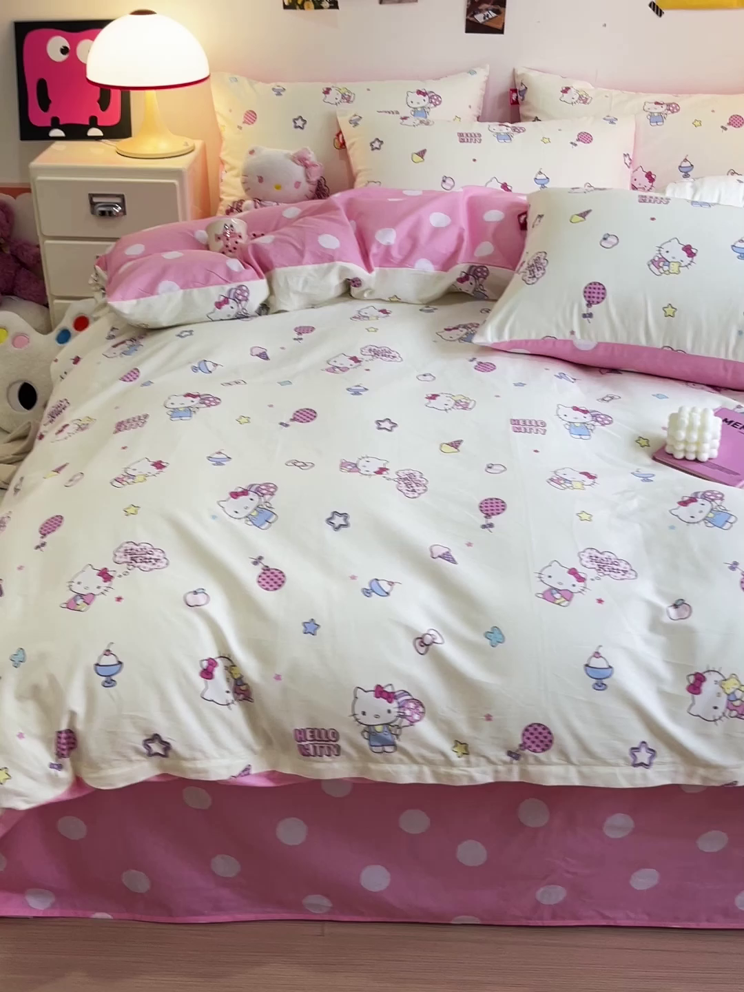 91家纺网 家纺一手货源 找家纺 朵希曼 2026新款正版授权全棉纯棉三丽鸥系列 甜筒凯蒂