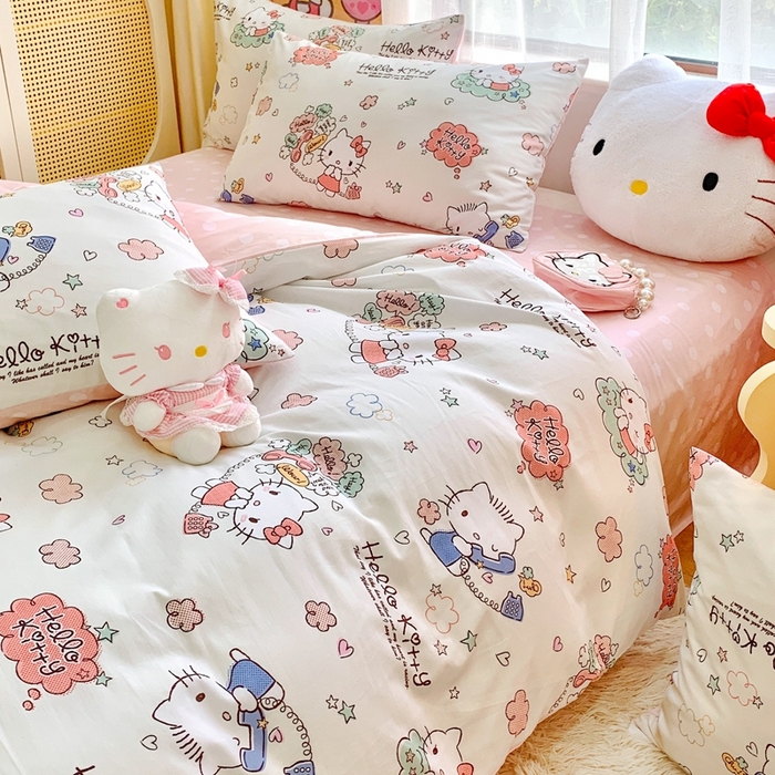 91家纺网 家纺一手货源 找家纺 朵希曼 2026新款正版授权全棉纯棉三丽鸥系列 甜心凯蒂