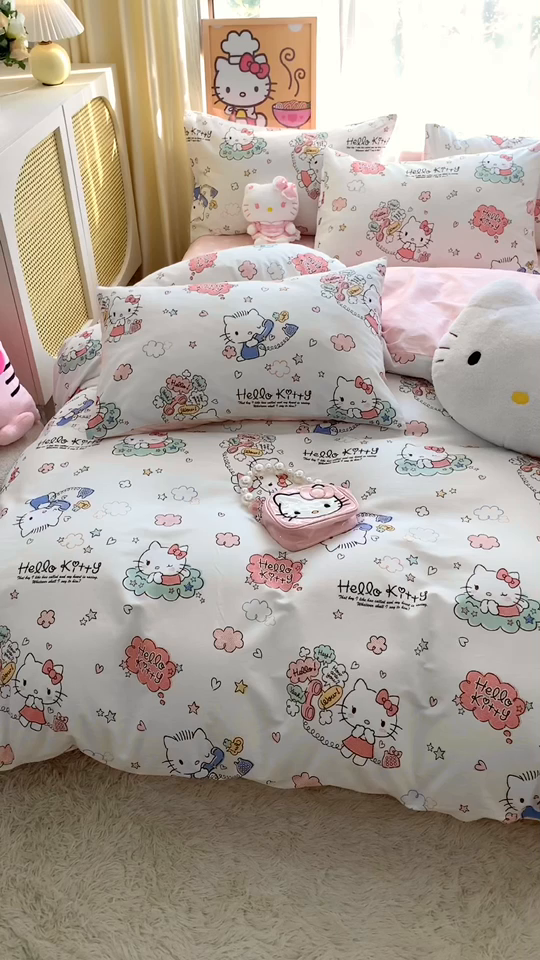 91家纺网 家纺一手货源 找家纺 朵希曼 2026新款正版授权全棉纯棉三丽鸥系列 甜心凯蒂