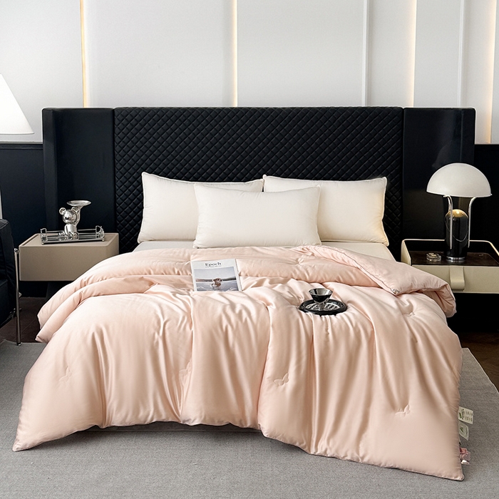 91家纺网 家纺一手货源 找家纺 （总）林希 2026新款真丝缎天丝棉大豆被双人春秋被空调被加厚冬被婚庆送礼