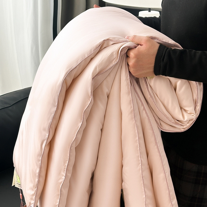 91家纺网 家纺一手货源 找家纺 （总）林希 2026新款真丝缎天丝棉大豆被双人春秋被空调被加厚冬被婚庆送礼