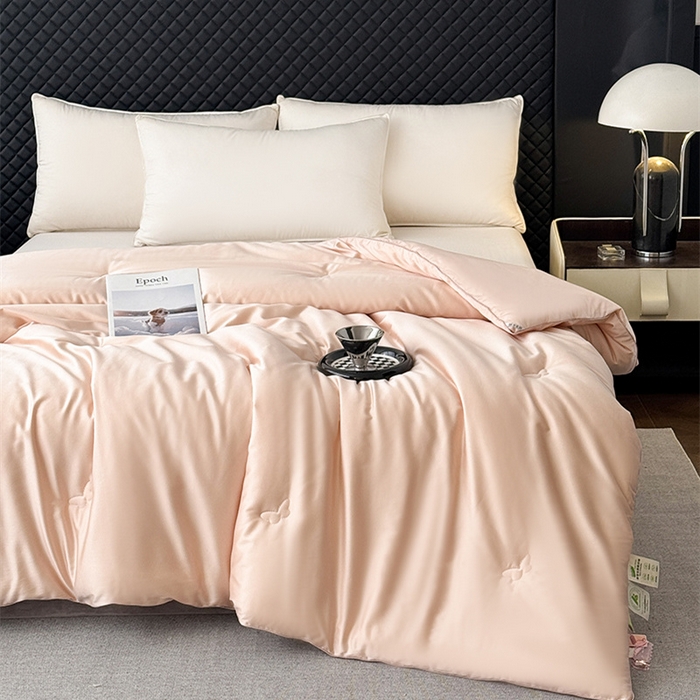 91家纺网 家纺一手货源 找家纺 （总）林希 2026新款真丝缎天丝棉大豆被双人春秋被空调被加厚冬被婚庆送礼