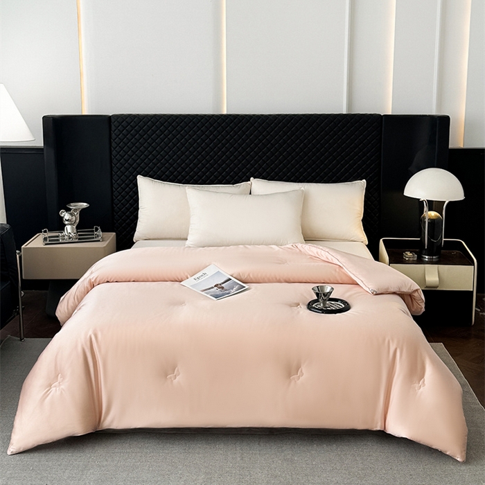 91家纺网 家纺一手货源 找家纺 （总）林希 2026新款真丝缎天丝棉大豆被双人春秋被空调被加厚冬被婚庆送礼