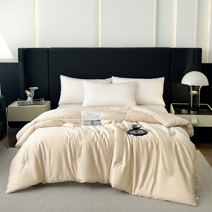 林希 2026新款真丝缎天丝棉大豆被双人春秋被空调被加厚冬被婚庆送礼 牛奶米