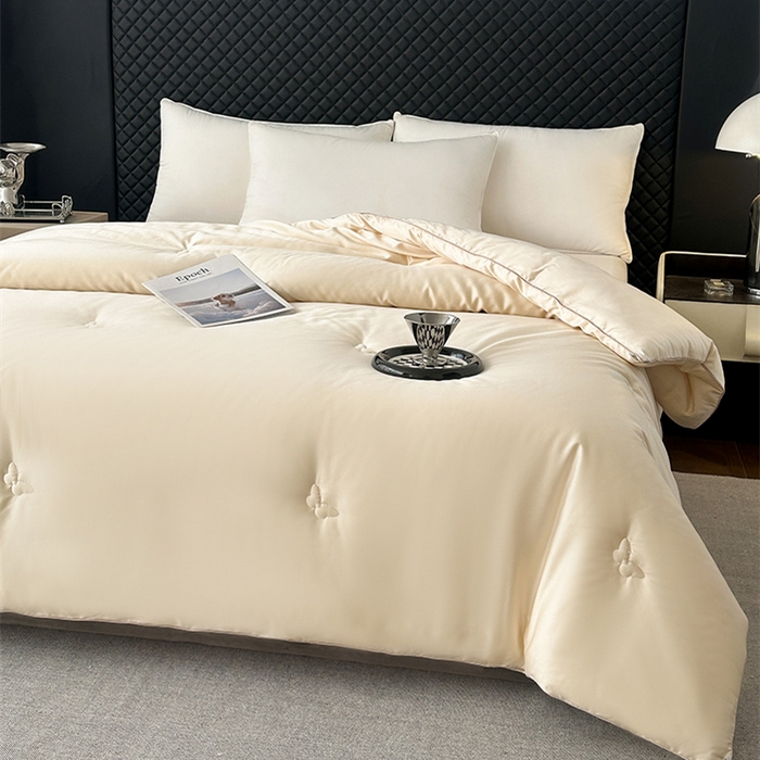 91家纺网 家纺一手货源 找家纺 林希 2026新款真丝缎天丝棉大豆被双人春秋被空调被加厚冬被婚庆送礼 牛奶米