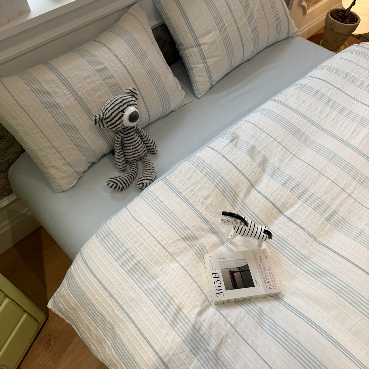 91家纺网 家纺一手货源 找家纺 棉小二 2026新款A类全棉水洗棉色织提花三件套-简约 简约-蓝