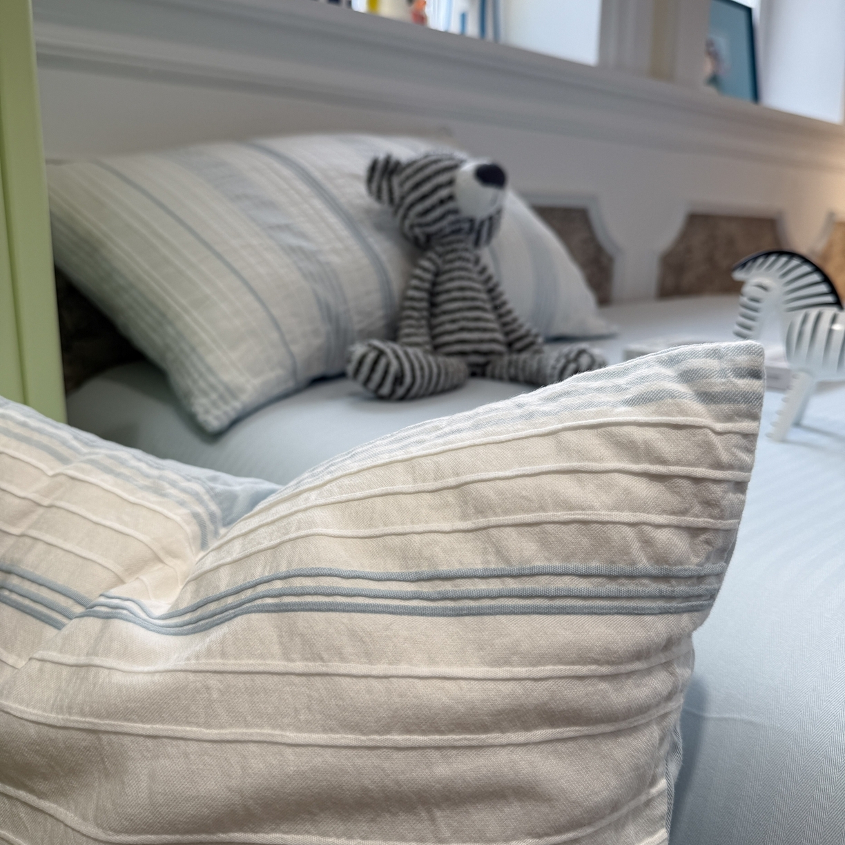 91家纺网 家纺一手货源 找家纺 棉小二 2026新款A类全棉水洗棉色织提花三件套-简约 简约-蓝