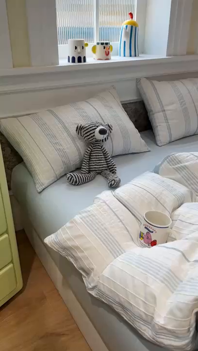 91家纺网 家纺一手货源 找家纺 棉小二 2026新款A类全棉水洗棉色织提花三件套-简约 简约-蓝