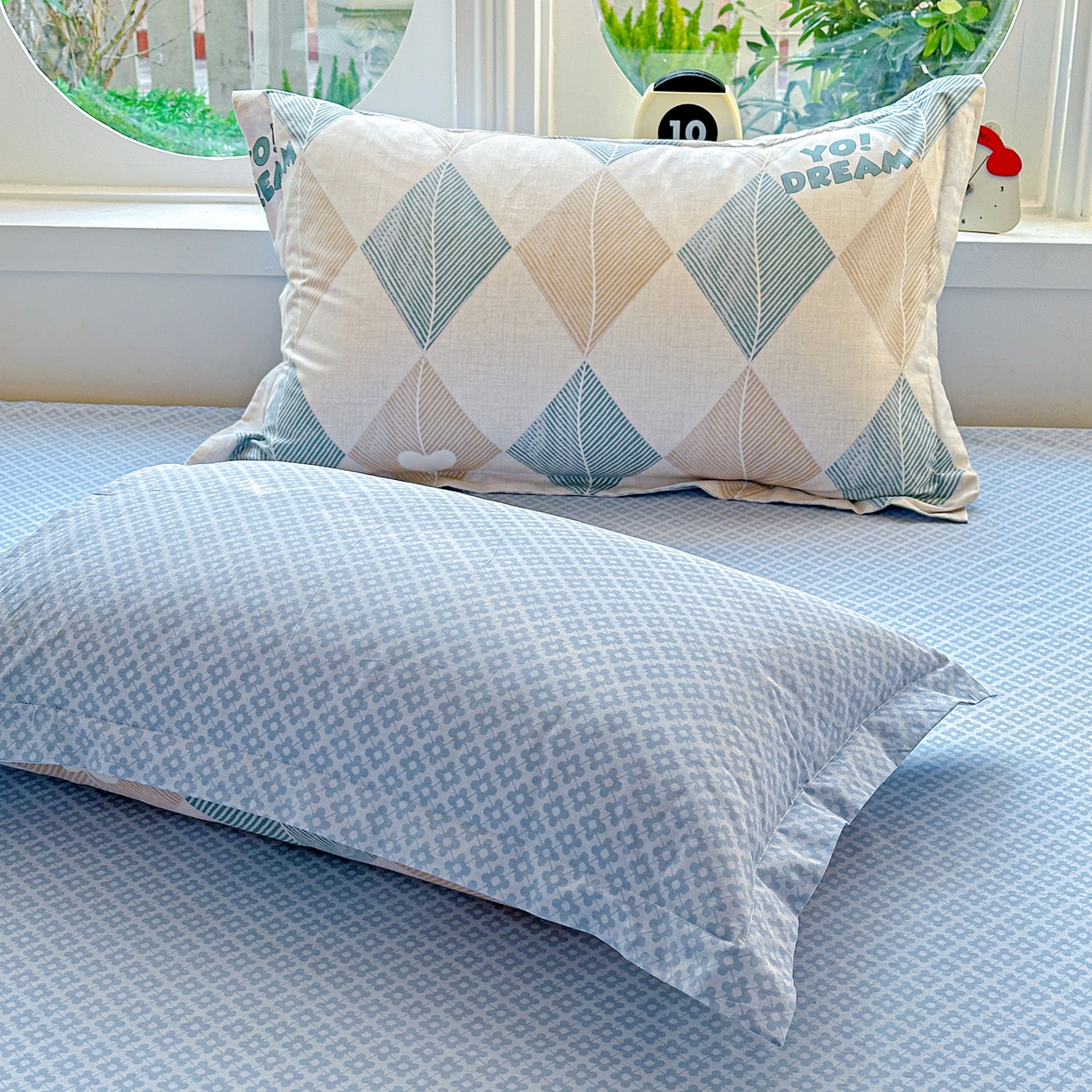 91家纺网 家纺一手货源 找家纺 佳汐蓝家纺 2026新款全棉纯棉加厚13376印花单品枕套 枕套单件 菱形世界