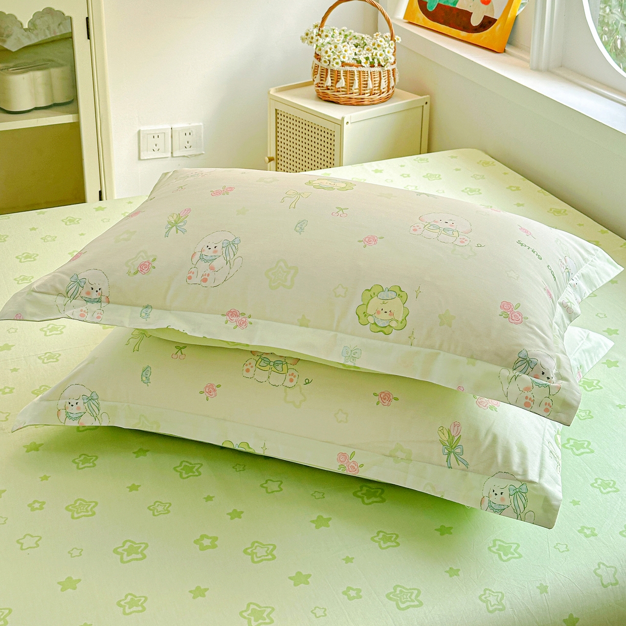 91家纺网 家纺一手货源 找家纺 佳汐蓝家纺 2026新款全棉纯棉加厚13376印花单品枕套 枕套单件 米亚