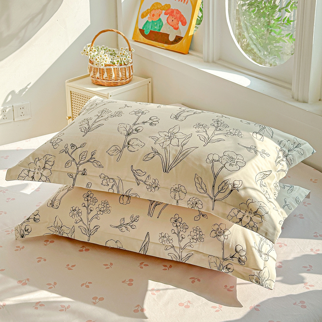 91家纺网 家纺一手货源 找家纺 佳汐蓝家纺 2026新款全棉纯棉加厚13376印花单品枕套 枕套单件 沫恋