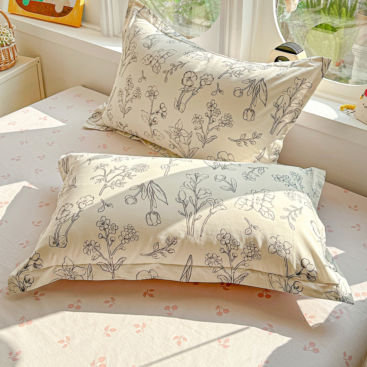 91家纺网 家纺一手货源 找家纺 佳汐蓝家纺 2026新款全棉纯棉加厚13376印花单品枕套 枕套单件 沫恋