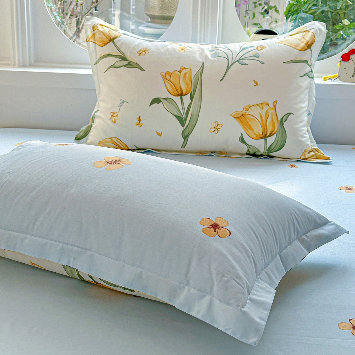 91家纺网 家纺一手货源 找家纺 佳汐蓝家纺 2026新款全棉纯棉加厚13376印花单品枕套 枕套单件 沐浴暖阳