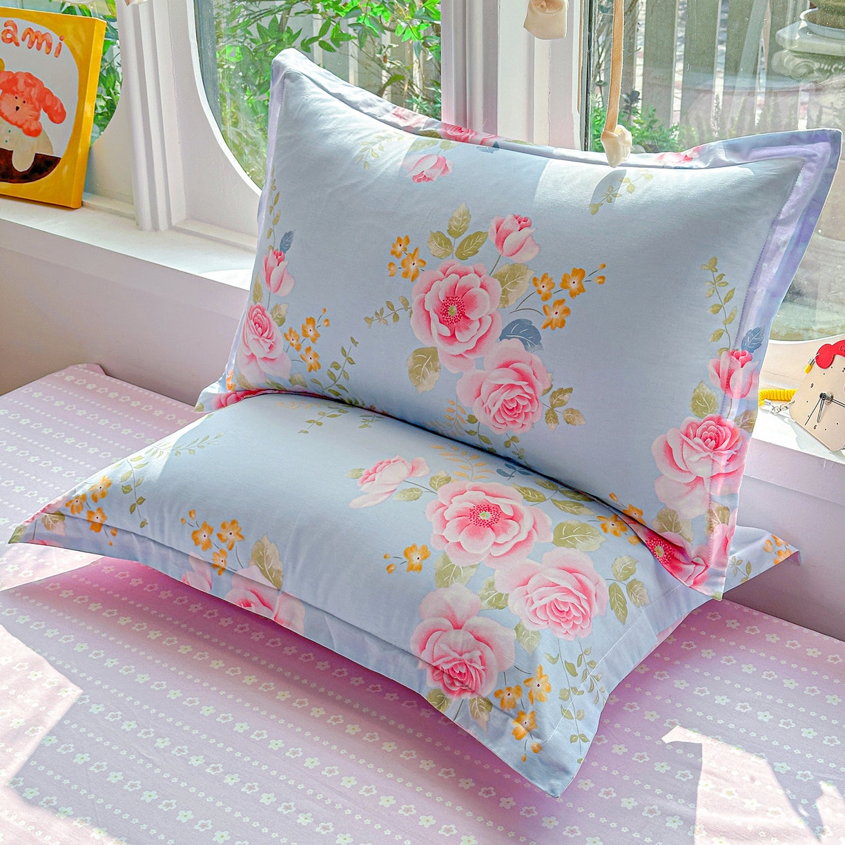 91家纺网 家纺一手货源 找家纺 佳汐蓝家纺 2026新款全棉纯棉加厚13376印花单品枕套 枕套单件 暮色蔷薇