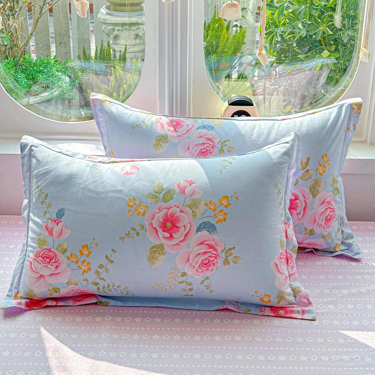 91家纺网 家纺一手货源 找家纺 佳汐蓝家纺 2026新款全棉纯棉加厚13376印花单品枕套 枕套单件 暮色蔷薇