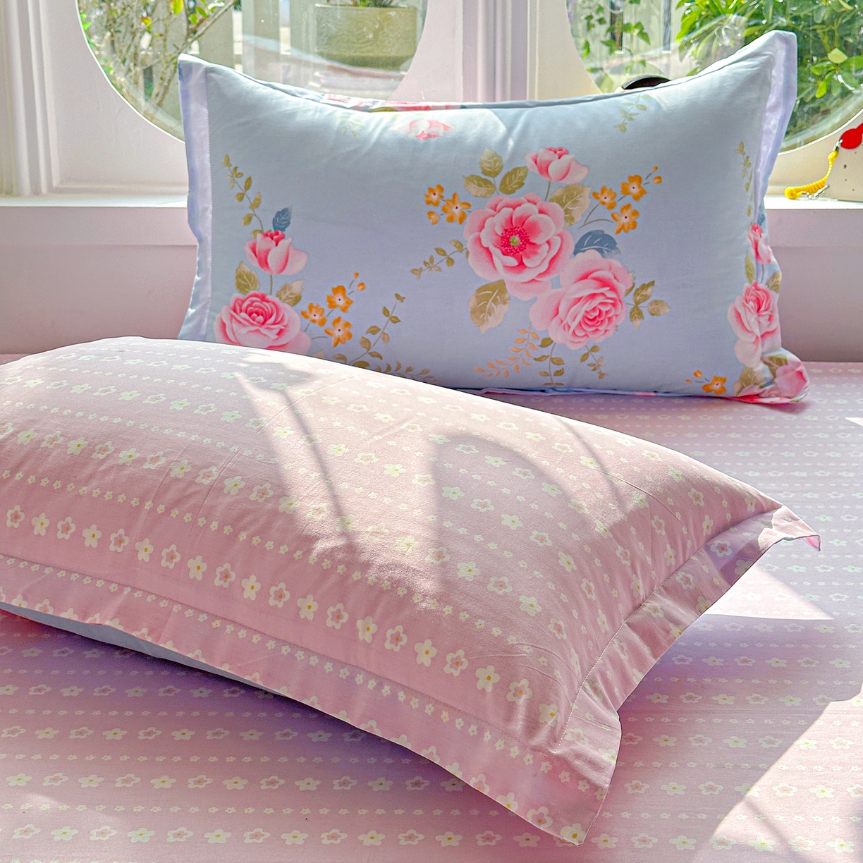 91家纺网 家纺一手货源 找家纺 佳汐蓝家纺 2026新款全棉纯棉加厚13376印花单品枕套 枕套单件 暮色蔷薇