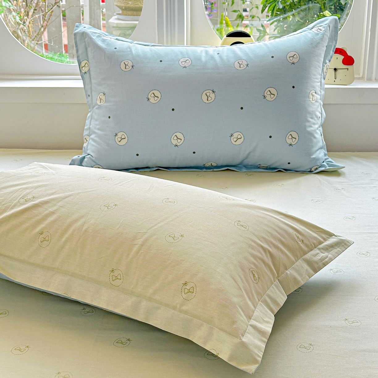 91家纺网 家纺一手货源 找家纺 佳汐蓝家纺 2026新款全棉纯棉加厚13376印花单品枕套 枕套单件 奶油蝴蝶结