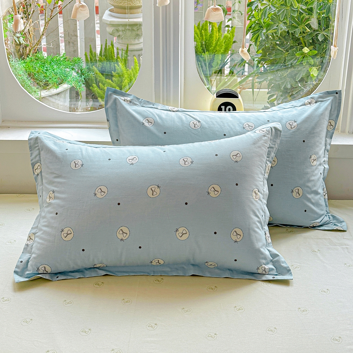 91家纺网 家纺一手货源 找家纺 佳汐蓝家纺 2026新款全棉纯棉加厚13376印花单品枕套 枕套单件 奶油蝴蝶结