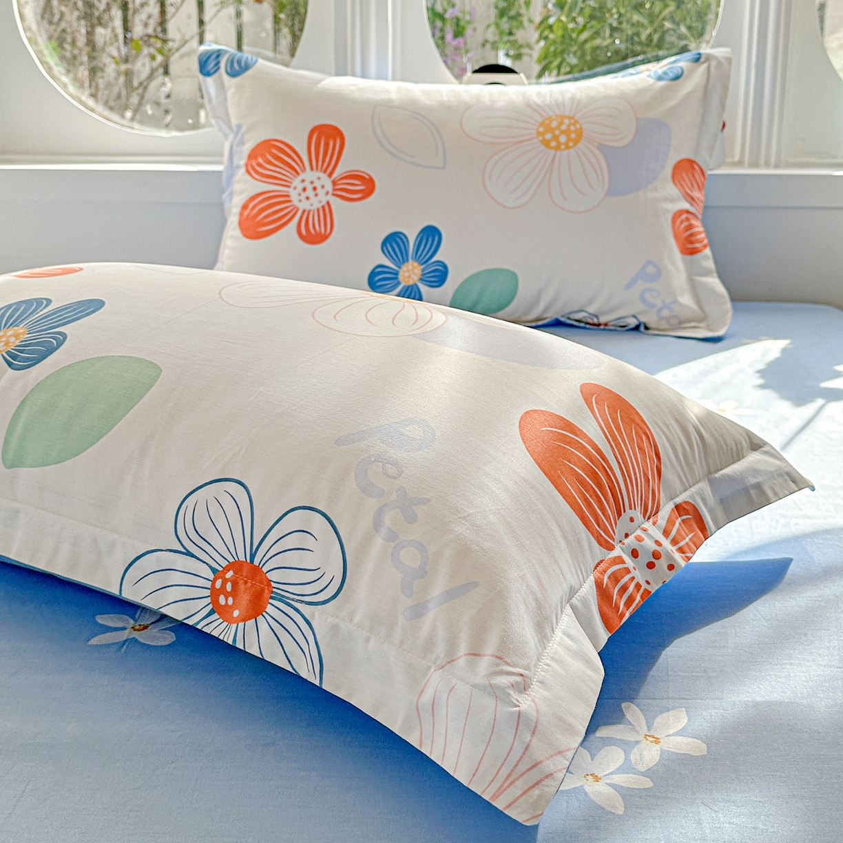 91家纺网 家纺一手货源 找家纺 佳汐蓝家纺 2026新款全棉纯棉加厚13376印花单品枕套 枕套单件 暖阳情调