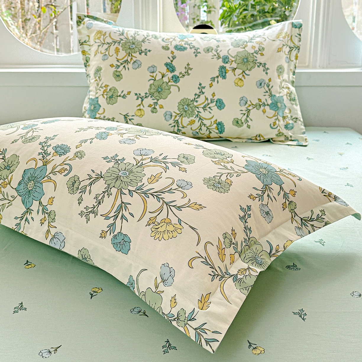 91家纺网 家纺一手货源 找家纺 佳汐蓝家纺 2026新款全棉纯棉加厚13376印花单品枕套 枕套单件 浅影落香