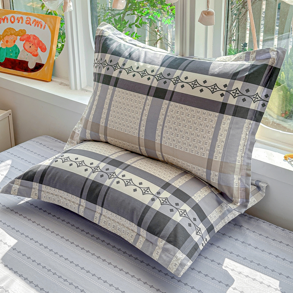 91家纺网 家纺一手货源 找家纺 佳汐蓝家纺 2026新款全棉纯棉加厚13376印花单品枕套 枕套单件 协奏曲