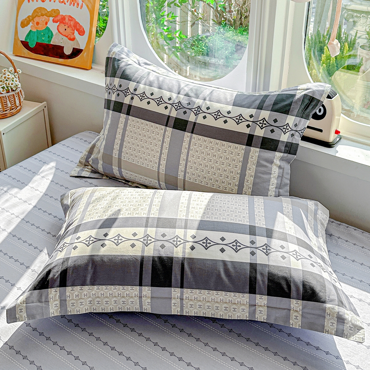 91家纺网 家纺一手货源 找家纺 佳汐蓝家纺 2026新款全棉纯棉加厚13376印花单品枕套 枕套单件 协奏曲