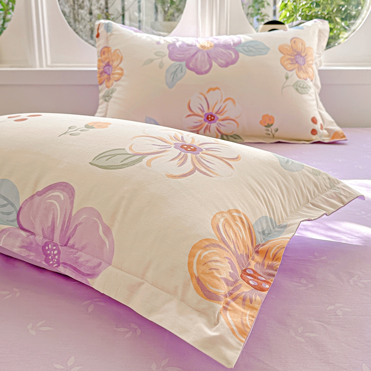 91家纺网 家纺一手货源 找家纺 佳汐蓝家纺 2026新款全棉纯棉加厚13376印花单品枕套 枕套单件 心怡如初