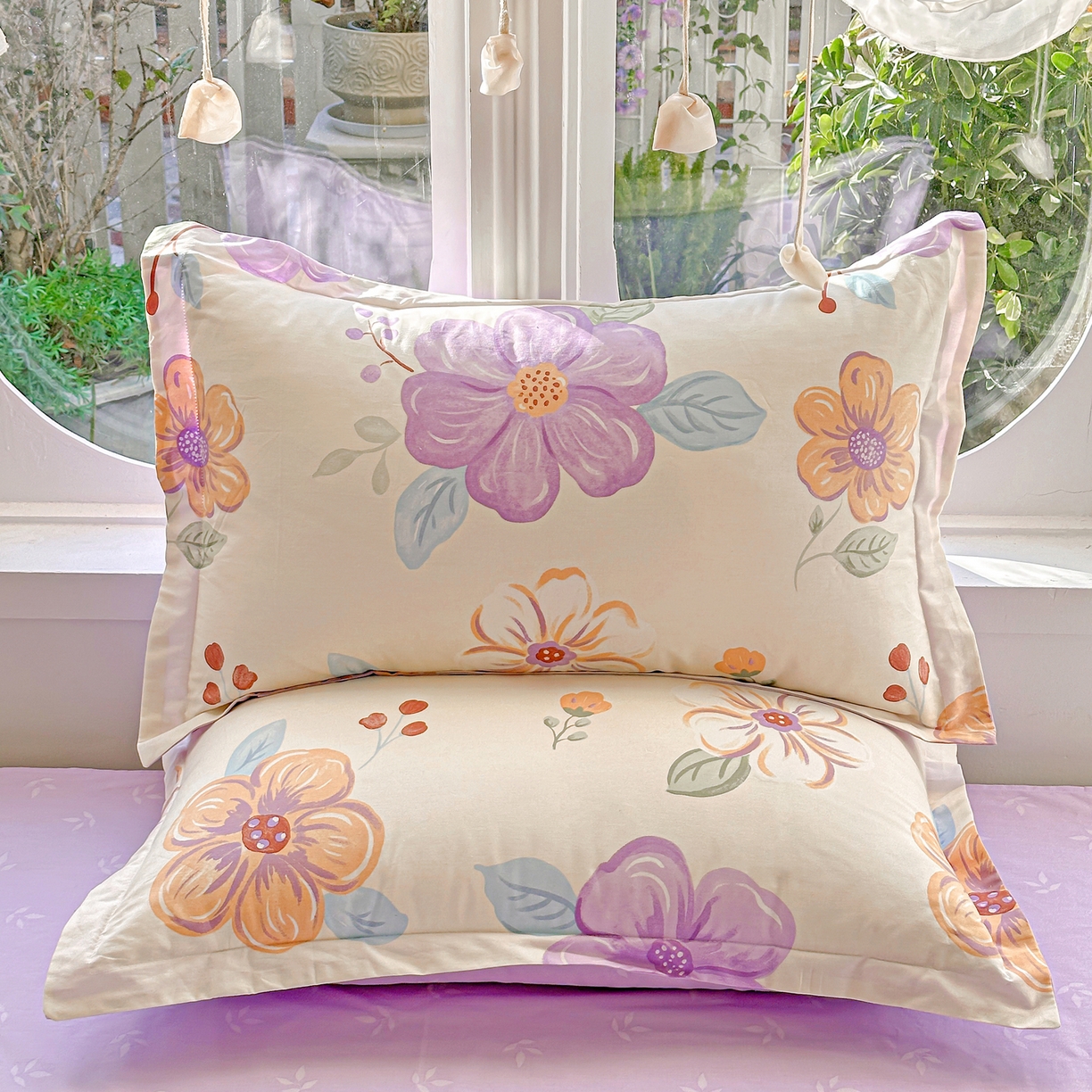 91家纺网 家纺一手货源 找家纺 佳汐蓝家纺 2026新款全棉纯棉加厚13376印花单品枕套 枕套单件 心怡如初