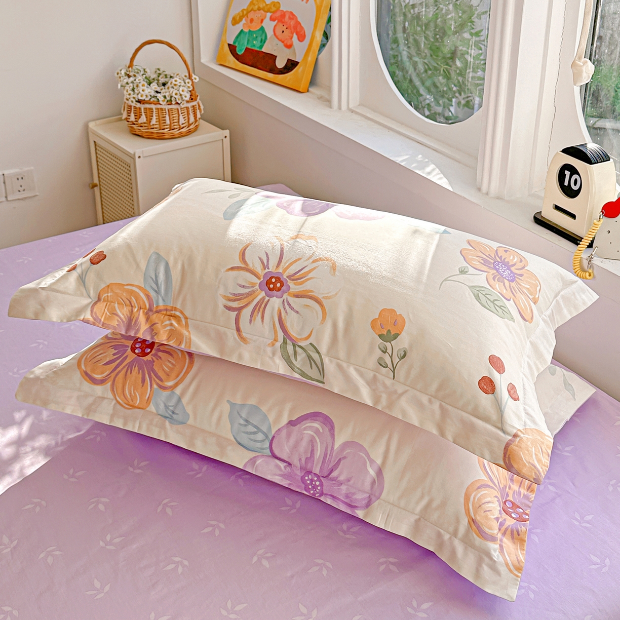 91家纺网 家纺一手货源 找家纺 佳汐蓝家纺 2026新款全棉纯棉加厚13376印花单品枕套 枕套单件 心怡如初