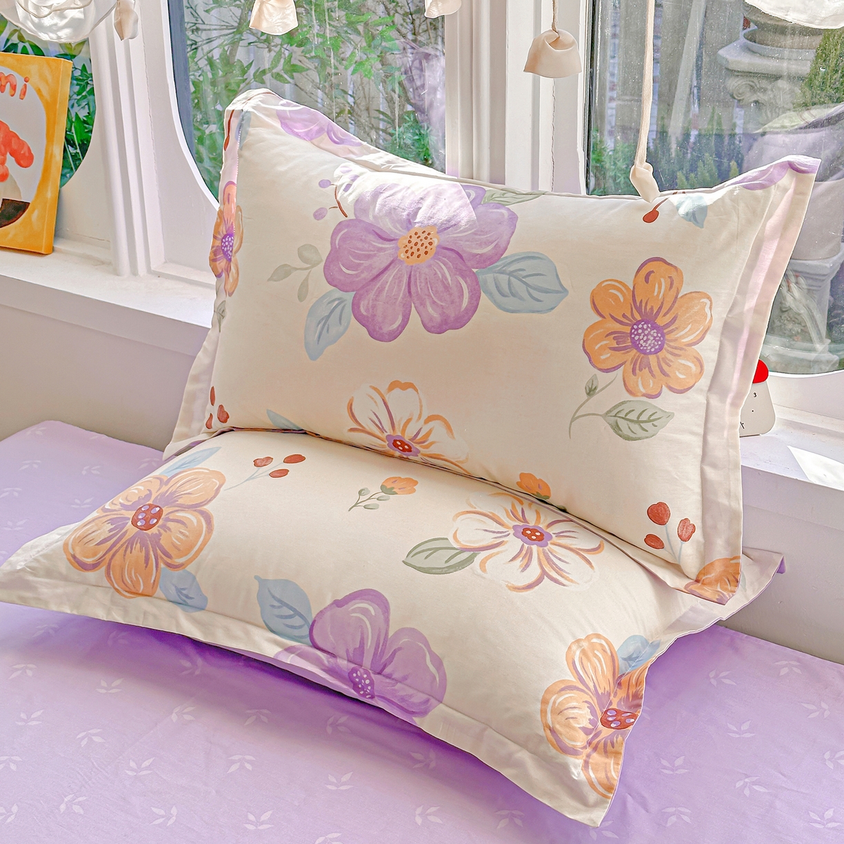 91家纺网 家纺一手货源 找家纺 佳汐蓝家纺 2026新款全棉纯棉加厚13376印花单品枕套 枕套单件 心怡如初