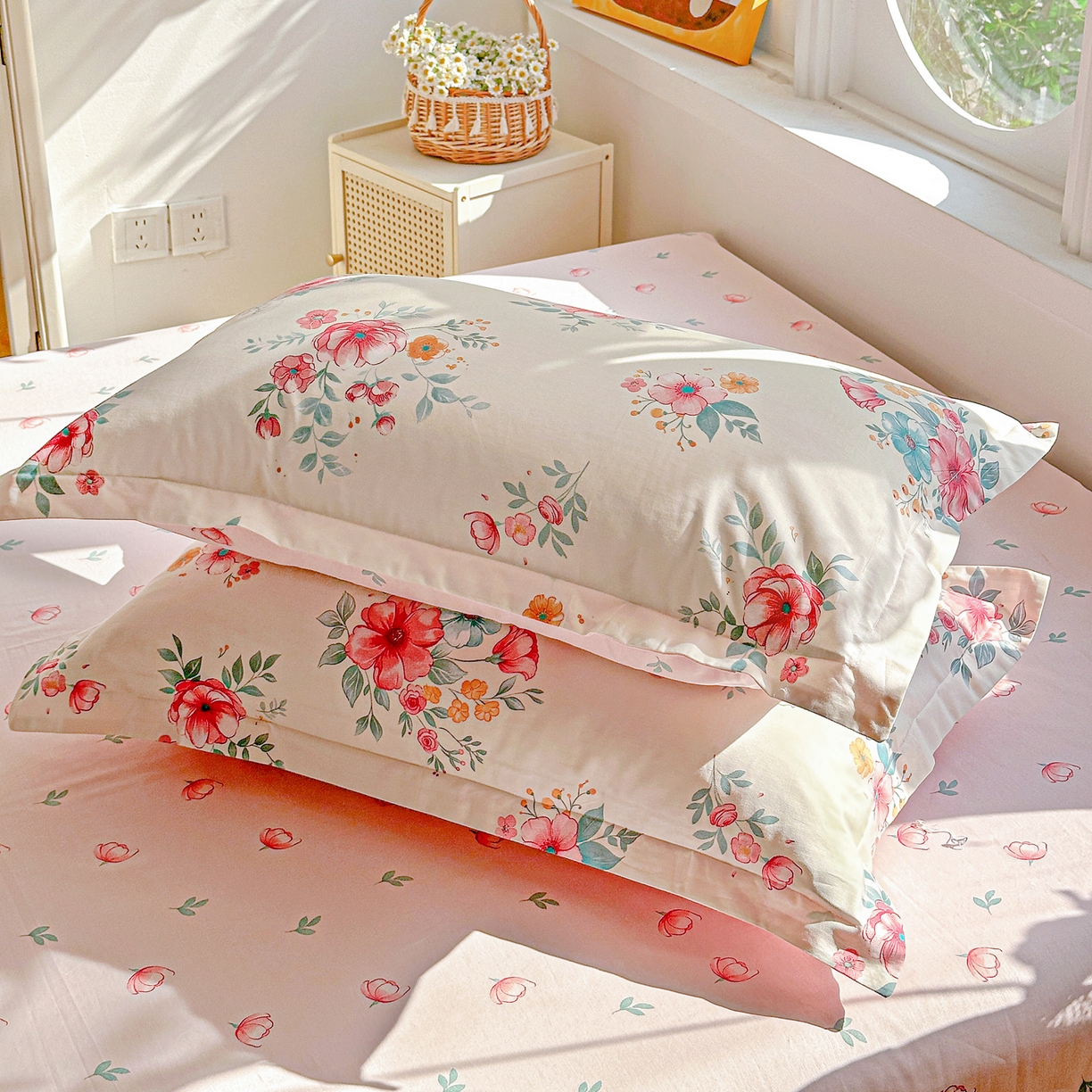 91家纺网 家纺一手货源 找家纺 佳汐蓝家纺 2026新款全棉纯棉加厚13376印花单品枕套 枕套单件 馨兰