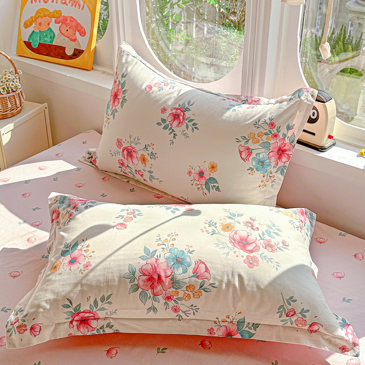 91家纺网 家纺一手货源 找家纺 佳汐蓝家纺 2026新款全棉纯棉加厚13376印花单品枕套 枕套单件 馨兰