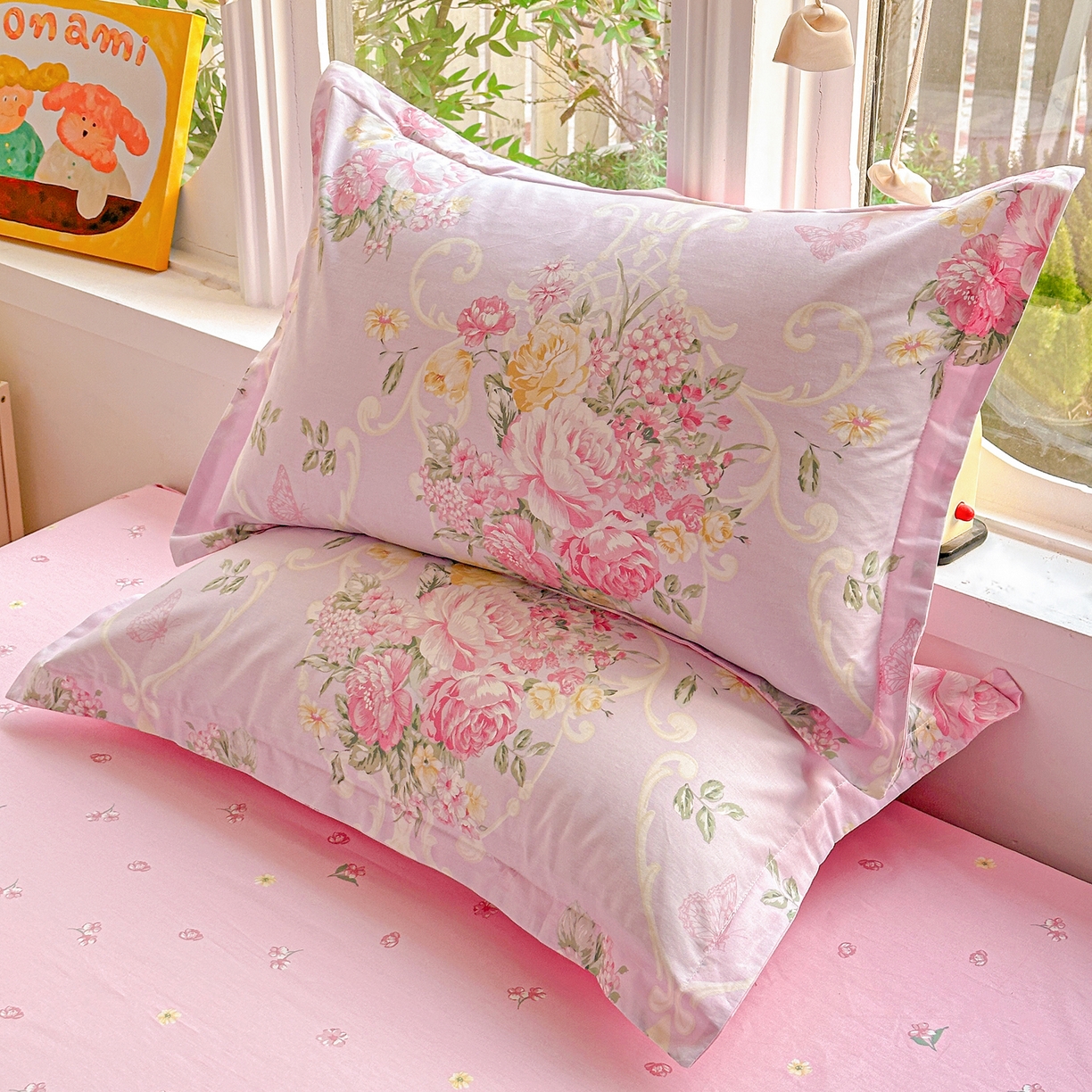 91家纺网 家纺一手货源 找家纺 佳汐蓝家纺 2026新款全棉纯棉加厚13376印花单品枕套 枕套单件 嫣语花开