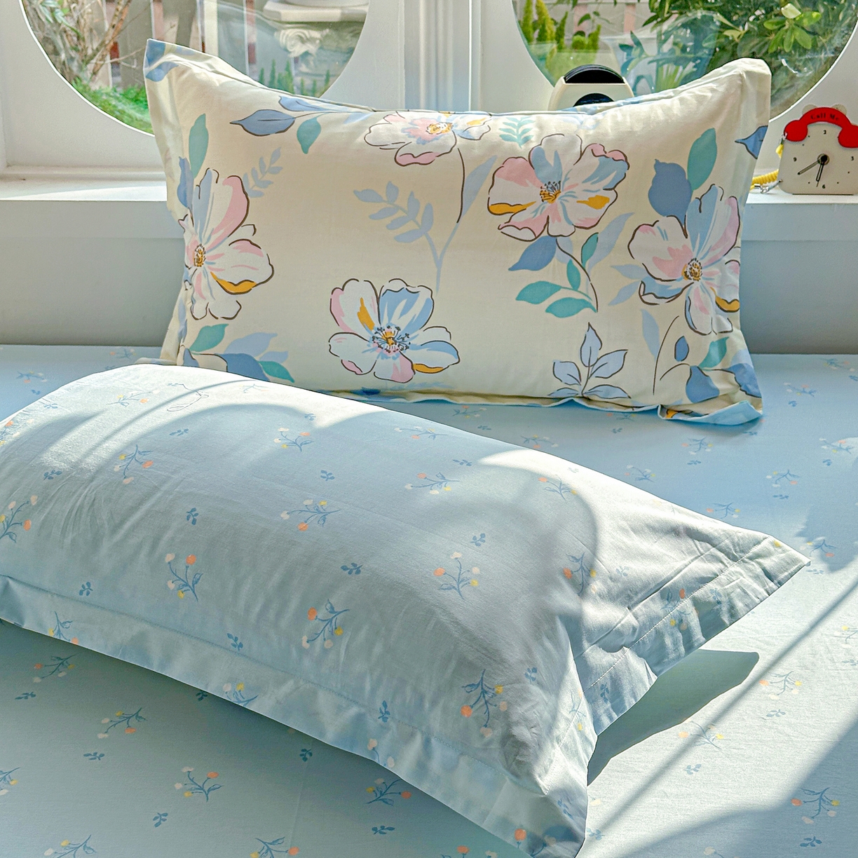 91家纺网 家纺一手货源 找家纺 佳汐蓝家纺 2026新款全棉纯棉加厚13376印花单品枕套 枕套单件 叶玲珑