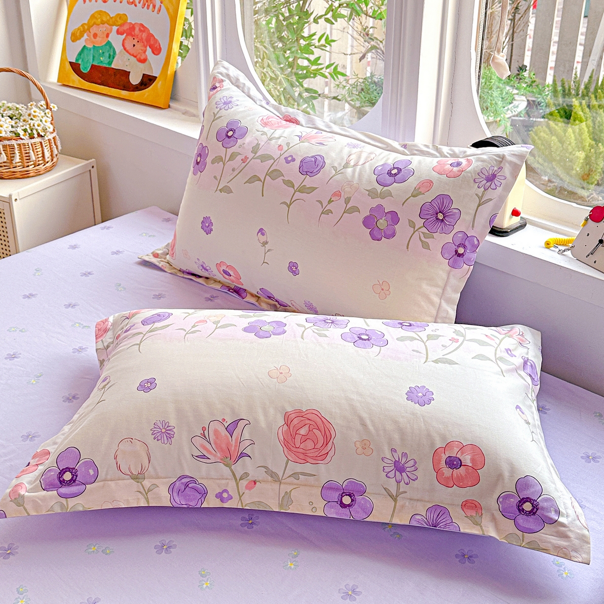 91家纺网 家纺一手货源 找家纺 佳汐蓝家纺 2026新款全棉纯棉加厚13376印花单品枕套 枕套单件 樱雪